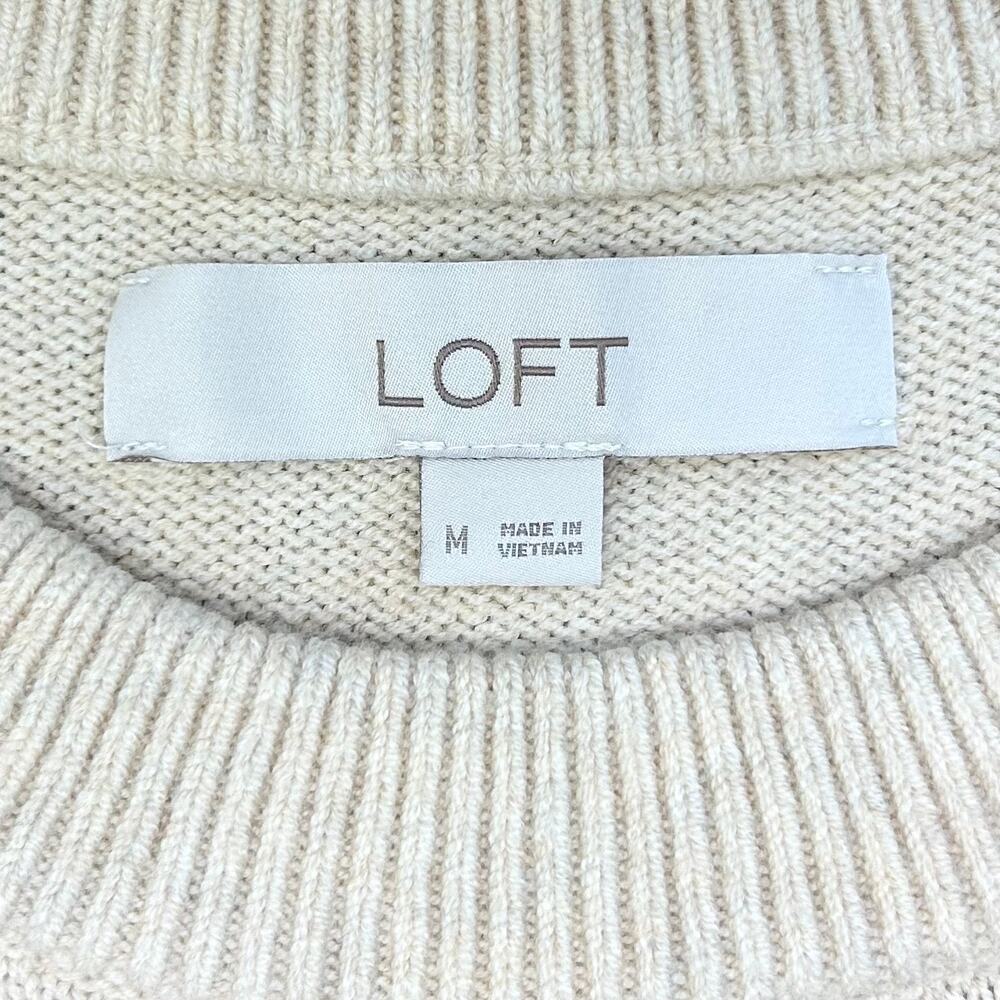 Ann Taylor LOFT Cream Horse Western Knit Crewneck Long Sleeve Sweater MEDIUM - Picture 7 of 11